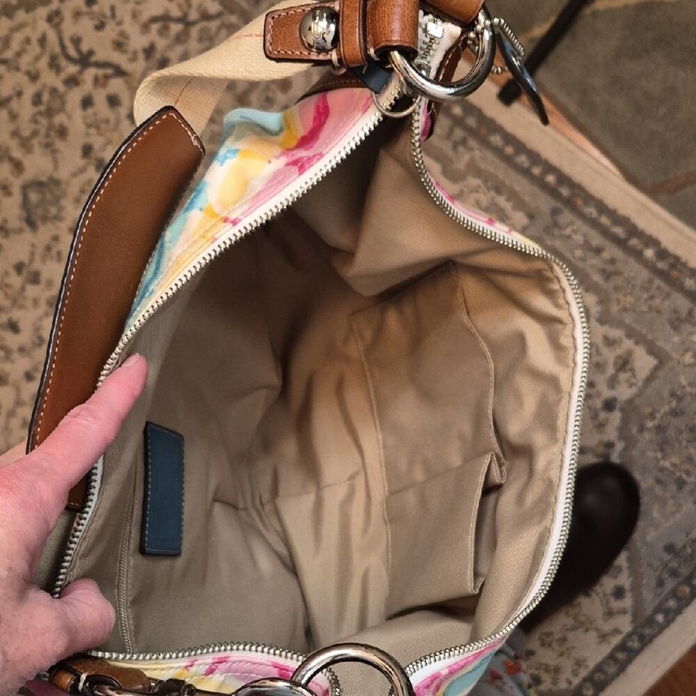 Coach Hamptons Watercolor Scribble Hobo Bag C0985-11754 EUC Purse Y2K 2009 - Picture 6 of 16